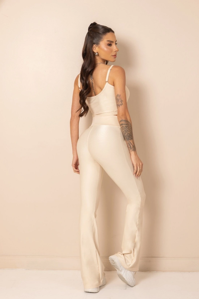 Hipkini - Calça Pantalona Fitness Cintura Alta Off White - 33331957